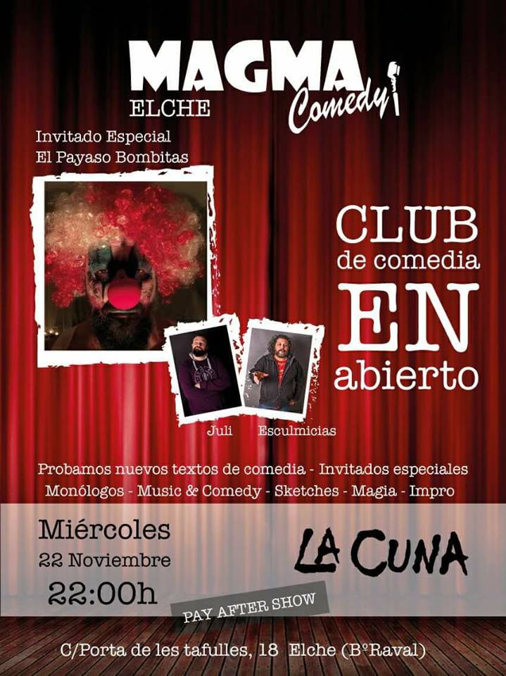 Monólogos Club de La Comedia en abierto. La Cuna Tetería – VisitElche