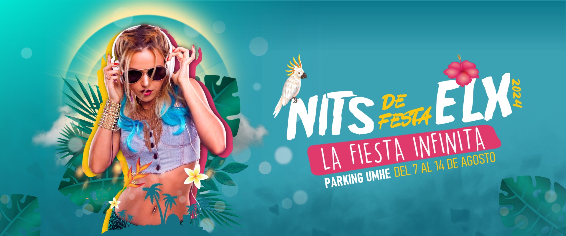 Cartel de los conciertos de las Fiestas de Elche en agosto. Nits de Festa