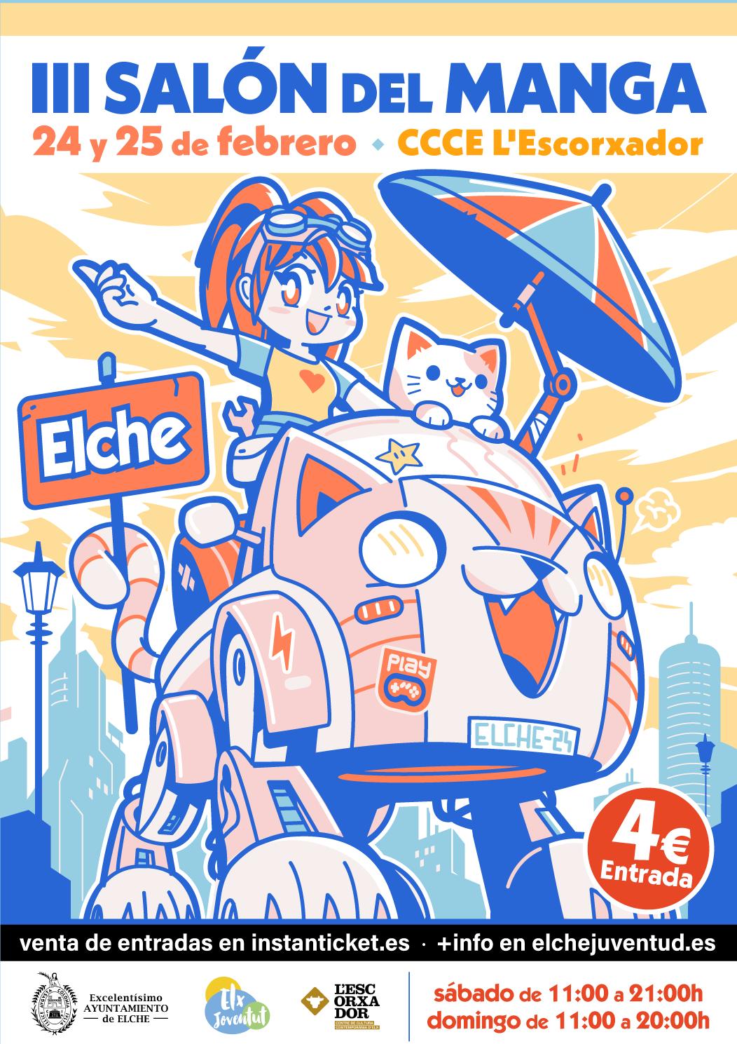 Cartel del III Salón Manga de Elche en el Centro Cultural L'Escorxador