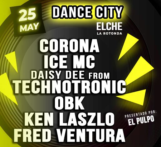 Cartel del Festival Dance City con música de los años 90