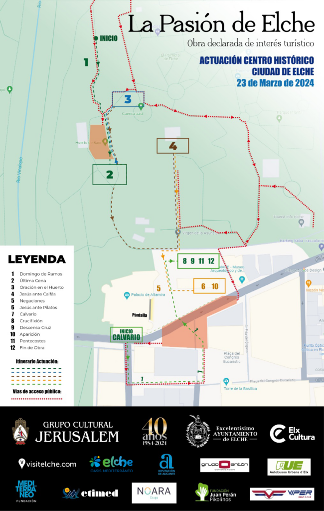 Plano representación itinerante de La Pasión de Elche por el centro histórico de la ciudad