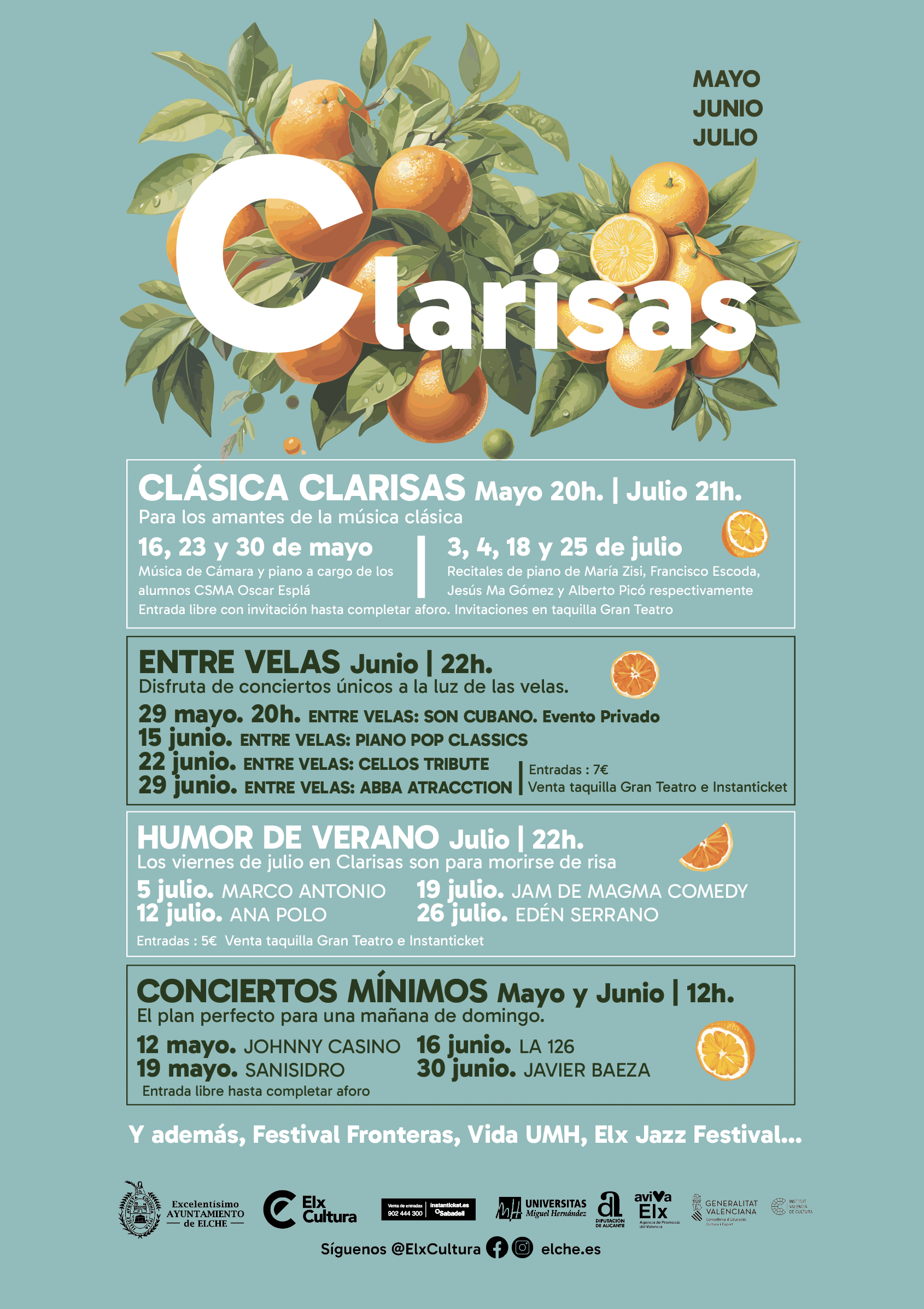 Cartel programación cultural Las Clarisas Elche